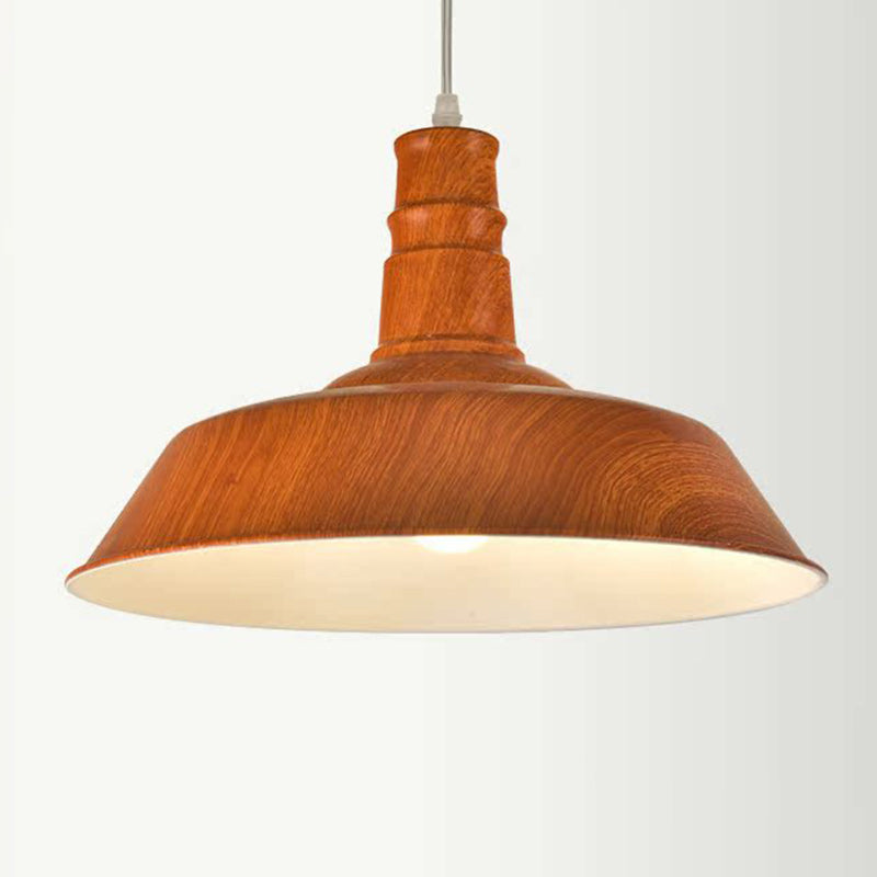 Suspension Luminaire Contemporain en Aluminium à Grain de Bois avec Dôme à 1 Lumière pour Salle à Manger 
