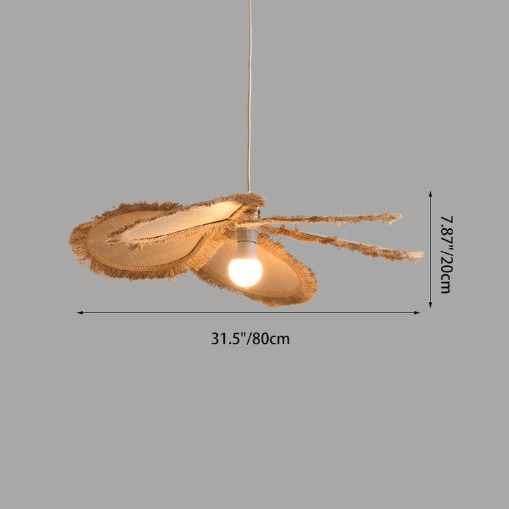 Suspension lumineuse contemporaine en raphia tissé bohème pétale 1 lumière pour salle à manger et chambre 