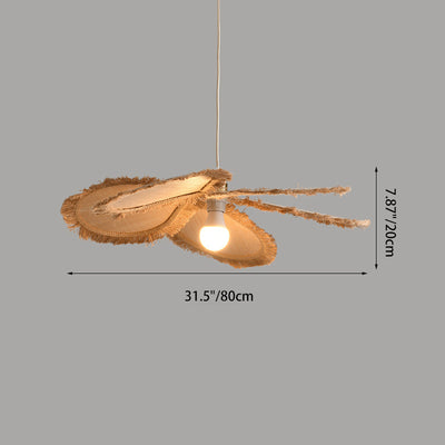 Contemporary Boho Weaving Raffia Petal 1-Light Pendant Light For Dining Room & Bedroom