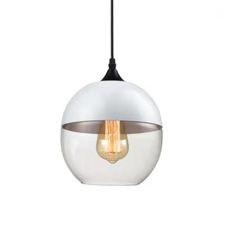 Suspension contemporaine industrielle en fer et verre en forme de cylindre globe à 1 lumière pour salle à manger 