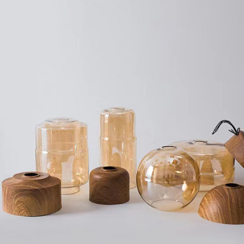 Suspension contemporaine industrielle en fer et verre en forme de cylindre globe à 1 lumière pour salle à manger 