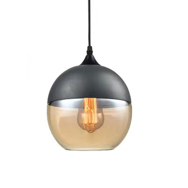 Suspension contemporaine industrielle en fer et verre en forme de cylindre globe à 1 lumière pour salle à manger 