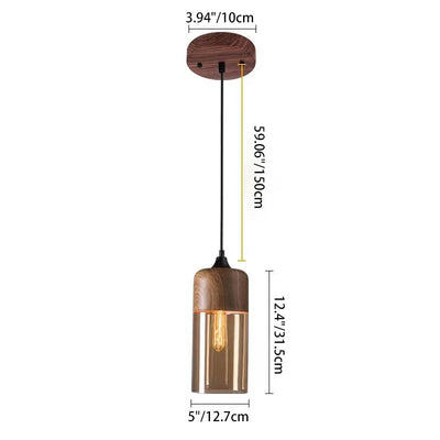 Suspension contemporaine industrielle en fer et verre en forme de cylindre globe à 1 lumière pour salle à manger 