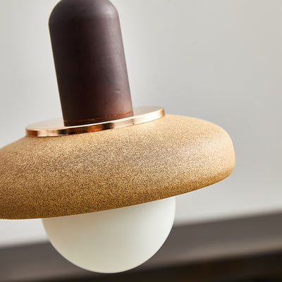 Traditionelle japanische Keramik- und Holzschale Disc 1-Licht Pendelleuchte für Nachttisch und Esszimmer 