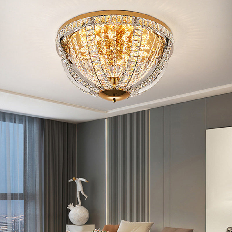 Modern Luxury Crystal Stainless Steel Round 8/9/16-Light Semi-Flush Mount Ceiling Light For Living Room &amp; Bedroom