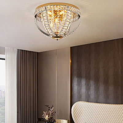 Modern Luxury Crystal Stainless Steel Round 8/9/16-Light Semi-Flush Mount Ceiling Light For Living Room & Bedroom