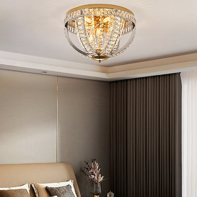 Modern Luxury Crystal Stainless Steel Round 8/9/16-Light Semi-Flush Mount Ceiling Light For Living Room & Bedroom