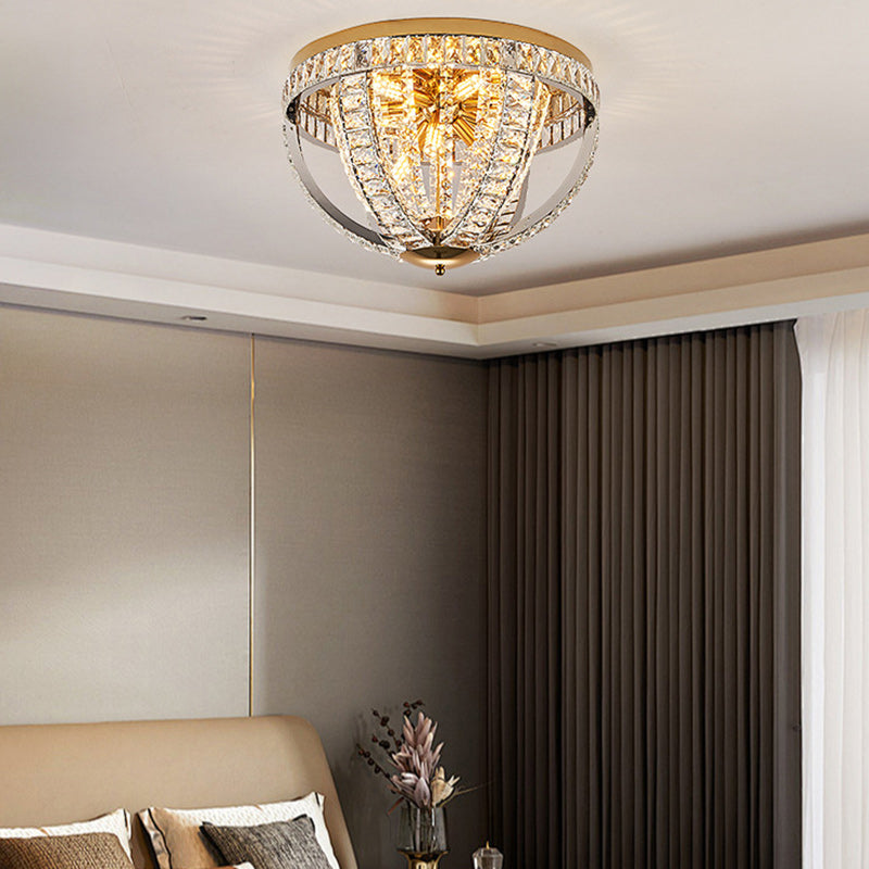 Modern Luxury Crystal Stainless Steel Round 8/9/16-Light Semi-Flush Mount Ceiling Light For Living Room & Bedroom