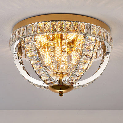 Modern Luxury Crystal Stainless Steel Round 8/9/16-Light Semi-Flush Mount Ceiling Light For Living Room & Bedroom