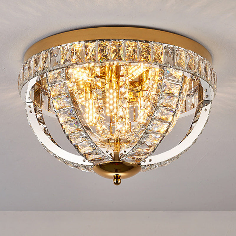 Modern Luxury Crystal Stainless Steel Round 8/9/16-Light Semi-Flush Mount Ceiling Light For Living Room & Bedroom