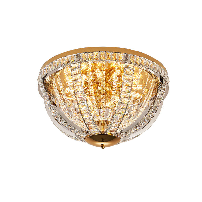 Modern Luxury Crystal Stainless Steel Round 8/9/16-Light Semi-Flush Mount Ceiling Light For Living Room & Bedroom