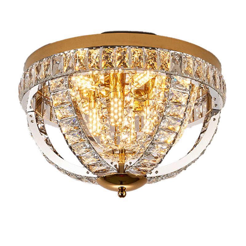 Modern Luxury Crystal Stainless Steel Round 8/9/16-Light Semi-Flush Mount Ceiling Light For Living Room &amp; Bedroom