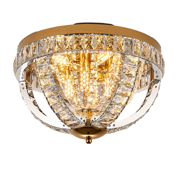 Modern Luxury Crystal Stainless Steel Round 8/9/16-Light Semi-Flush Mount Ceiling Light For Living Room &amp; Bedroom