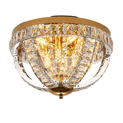 Modern Luxury Crystal Stainless Steel Round 8/9/16-Light Semi-Flush Mount Ceiling Light For Living Room & Bedroom