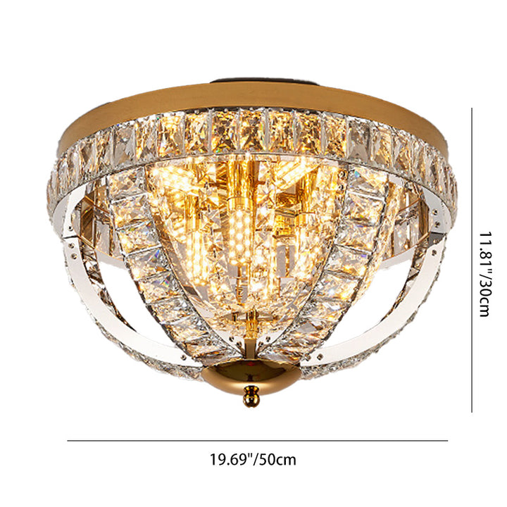 Modern Luxury Crystal Stainless Steel Round 8/9/16-Light Semi-Flush Mount Ceiling Light For Living Room &amp; Bedroom