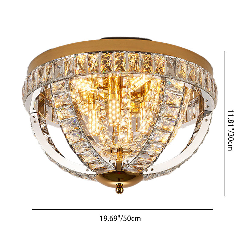 Modern Luxury Crystal Stainless Steel Round 8/9/16-Light Semi-Flush Mount Ceiling Light For Living Room & Bedroom