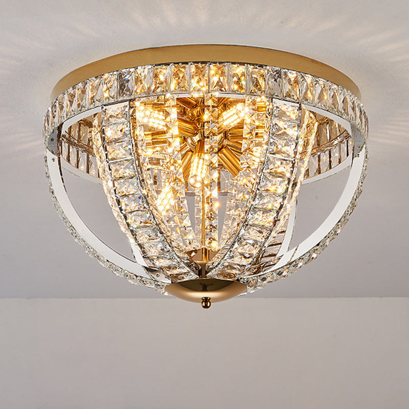 Modern Luxury Crystal Stainless Steel Round 8/9/16-Light Semi-Flush Mount Ceiling Light For Living Room &amp; Bedroom