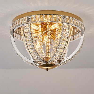 Modern Luxury Crystal Stainless Steel Round 8/9/16-Light Semi-Flush Mount Ceiling Light For Living Room & Bedroom