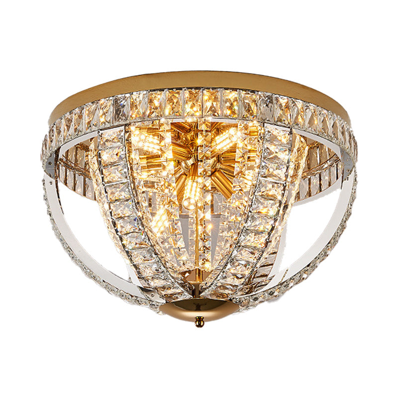 Modern Luxury Crystal Stainless Steel Round 8/9/16-Light Semi-Flush Mount Ceiling Light For Living Room &amp; Bedroom