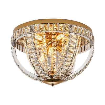 Modern Luxury Crystal Stainless Steel Round 8/9/16-Light Semi-Flush Mount Ceiling Light For Living Room & Bedroom