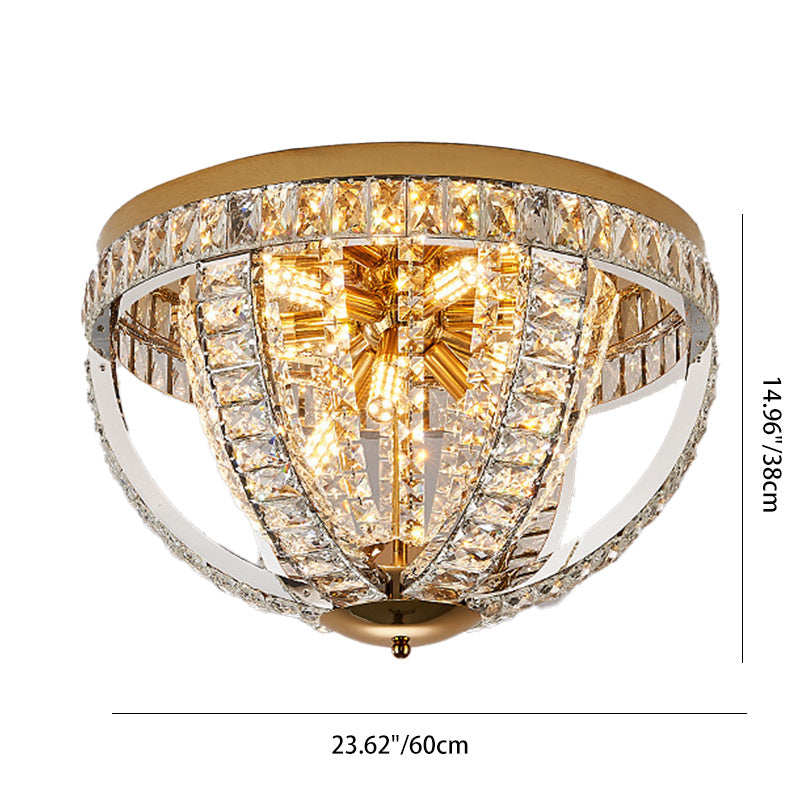 Modern Luxury Crystal Stainless Steel Round 8/9/16-Light Semi-Flush Mount Ceiling Light For Living Room & Bedroom