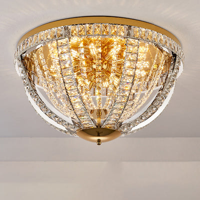 Modern Luxury Crystal Stainless Steel Round 8/9/16-Light Semi-Flush Mount Ceiling Light For Living Room & Bedroom