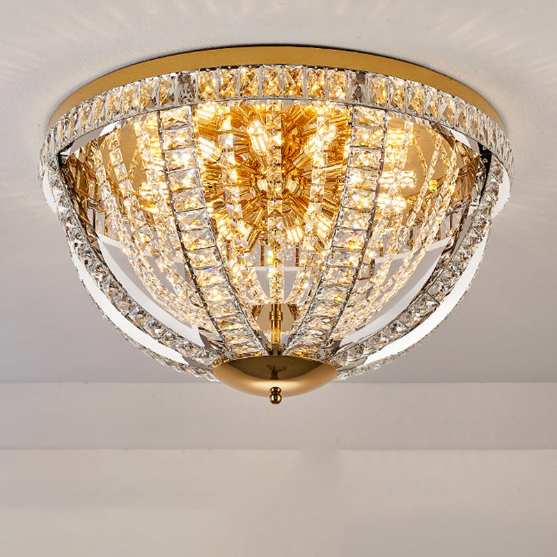 Modern Luxury Crystal Stainless Steel Round 8/9/16-Light Semi-Flush Mount Ceiling Light For Living Room & Bedroom