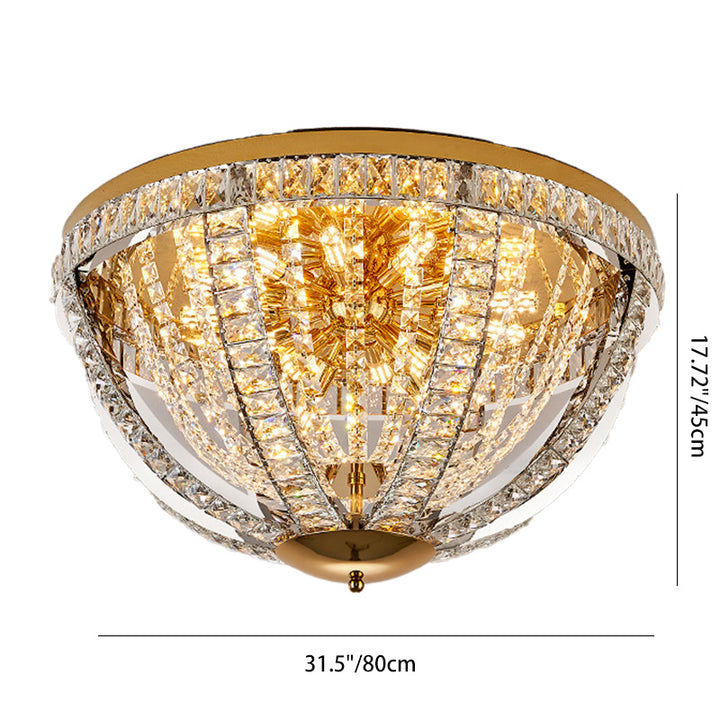 Modern Luxury Crystal Stainless Steel Round 8/9/16-Light Semi-Flush Mount Ceiling Light For Living Room &amp; Bedroom