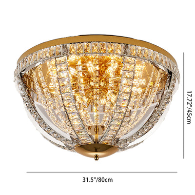 Modern Luxury Crystal Stainless Steel Round 8/9/16-Light Semi-Flush Mount Ceiling Light For Living Room & Bedroom