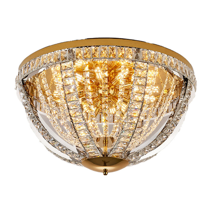 Modern Luxury Crystal Stainless Steel Round 8/9/16-Light Semi-Flush Mount Ceiling Light For Living Room &amp; Bedroom