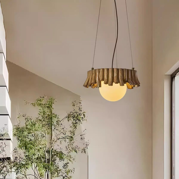 Traditional Rustic Resin Fiberglass Iron PE Branch Ball 1-Light Chandelier For Dining Room