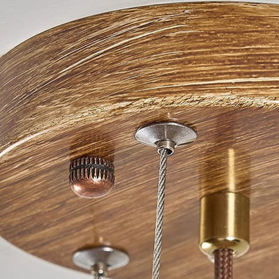 Tradicional Rústico Resina Fibra de Vidrio Hierro PE Rama Bola Lámpara de Araña de 1 Luz para Comedor 