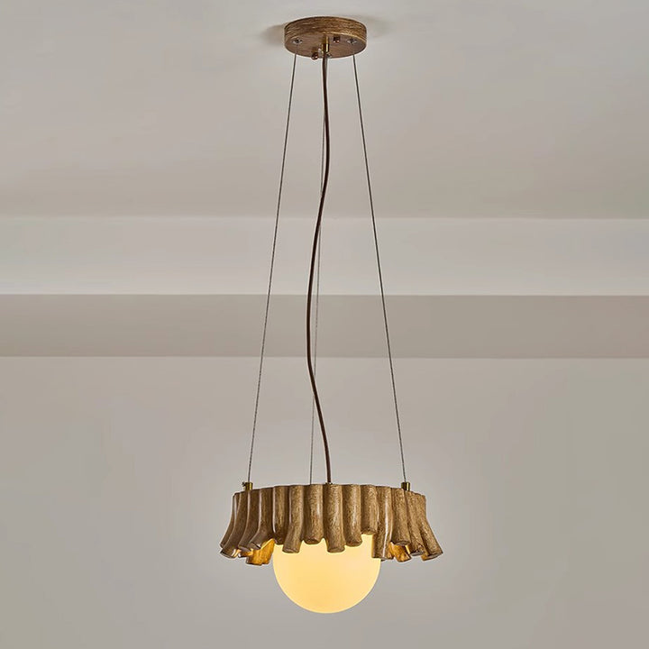 Traditional Rustic Resin Fiberglass Iron PE Branch Ball 1-Light Chandelier For Dining Room