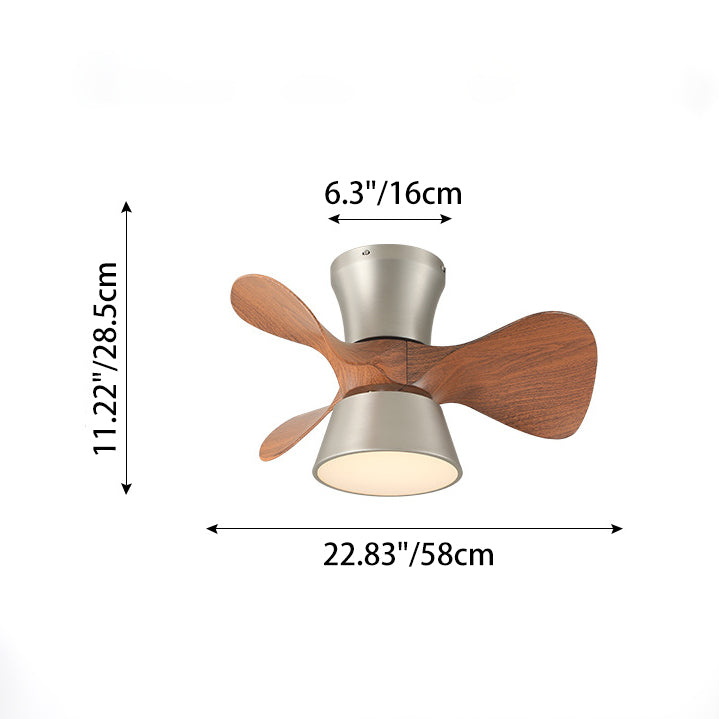 Modern Mid-Century Iron ABS Acrylic Round LED Semi-Flush Mount Ceiling Fan Light For Living Room &amp; Bedroom