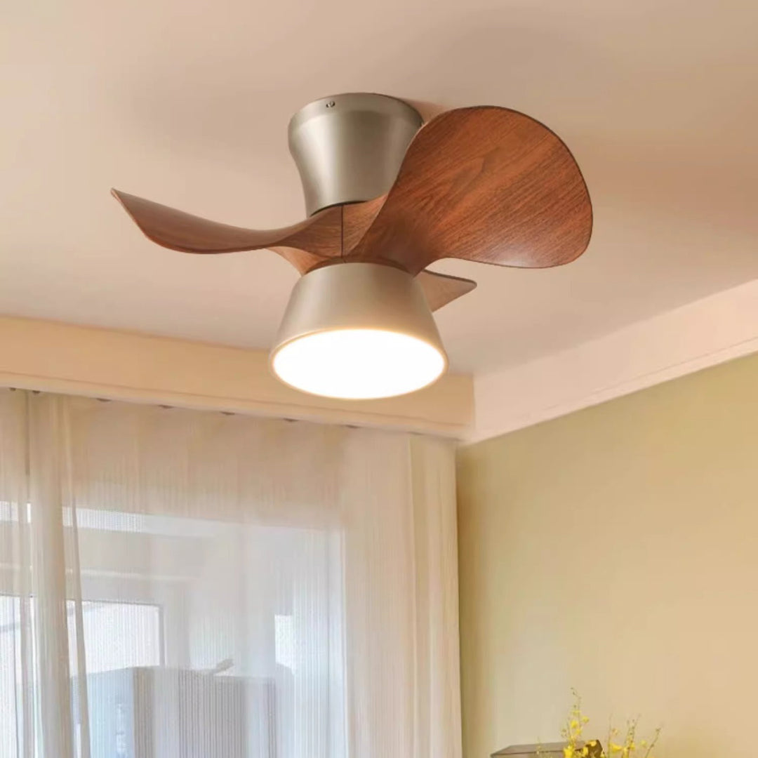 Modern Mid-Century Iron ABS Acrylic Round LED Semi-Flush Mount Ceiling Fan Light For Living Room &amp; Bedroom