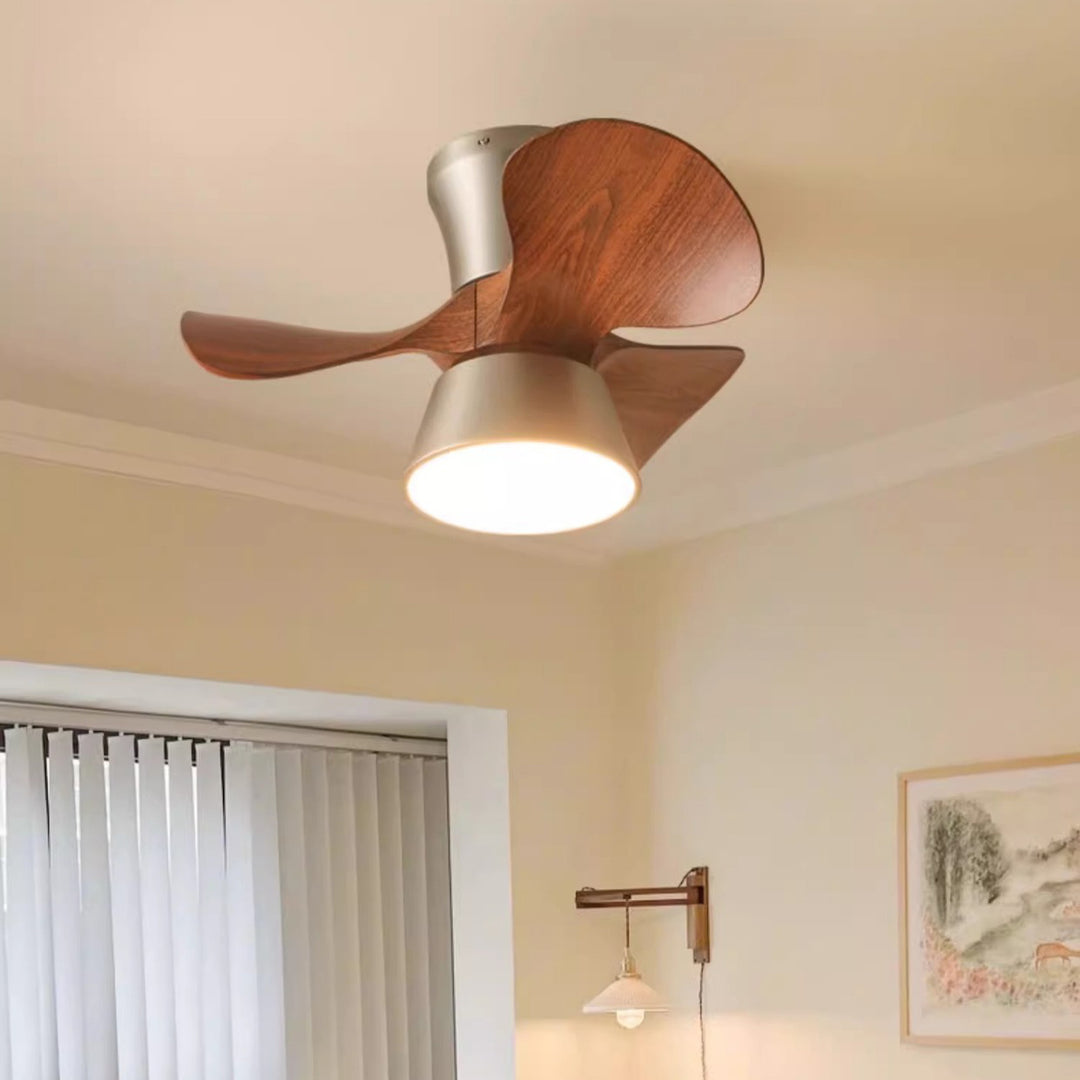 Modern Mid-Century Iron ABS Acrylic Round LED Semi-Flush Mount Ceiling Fan Light For Living Room &amp; Bedroom
