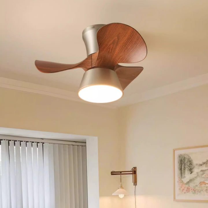 Modern Mid-Century Iron ABS Acrylic Round LED Semi-Flush Mount Ceiling Fan Light For Living Room &amp; Bedroom
