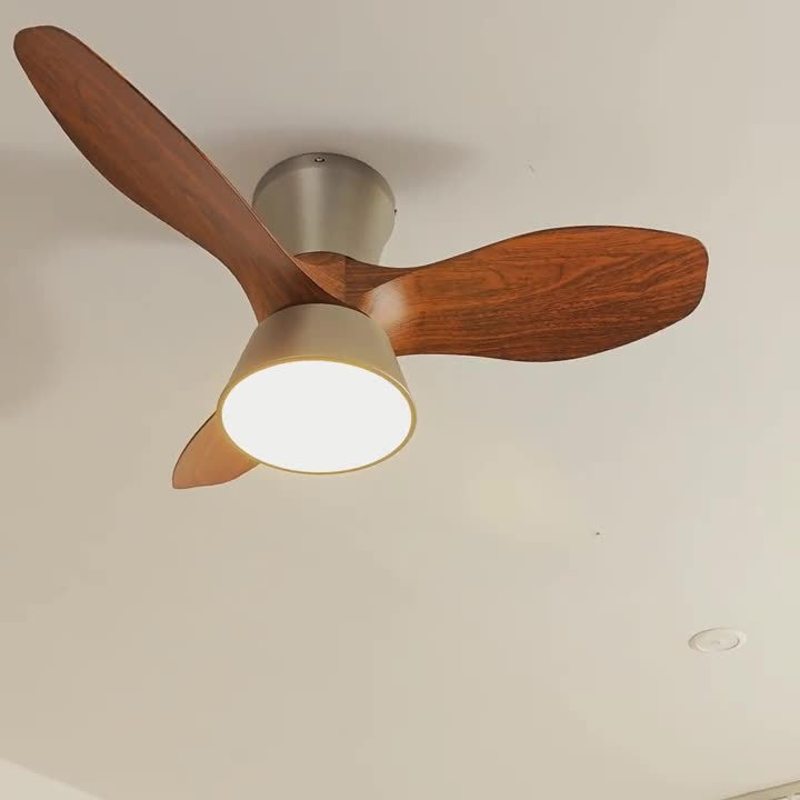 Modern Mid-Century Iron ABS Acrylic Round LED Semi-Flush Mount Ceiling Fan Light For Living Room &amp; Bedroom