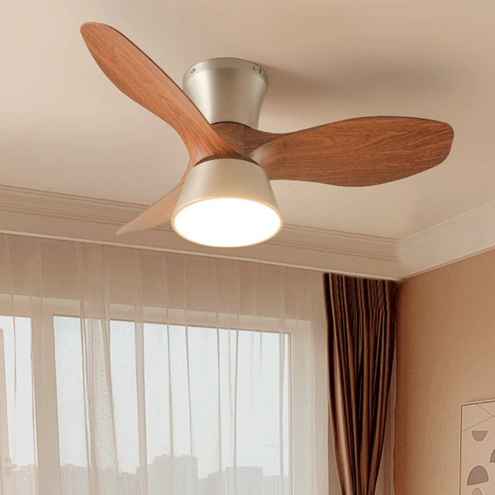 Modern Mid-Century Iron ABS Acrylic Round LED Semi-Flush Mount Ceiling Fan Light For Living Room &amp; Bedroom