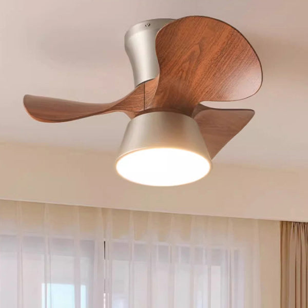 Modern Mid-Century Iron ABS Acrylic Round LED Semi-Flush Mount Ceiling Fan Light For Living Room &amp; Bedroom