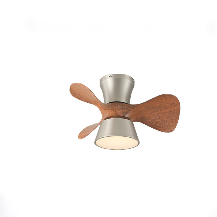 Modern Mid-Century Iron ABS Acrylic Round LED Semi-Flush Mount Ceiling Fan Light For Living Room &amp; Bedroom