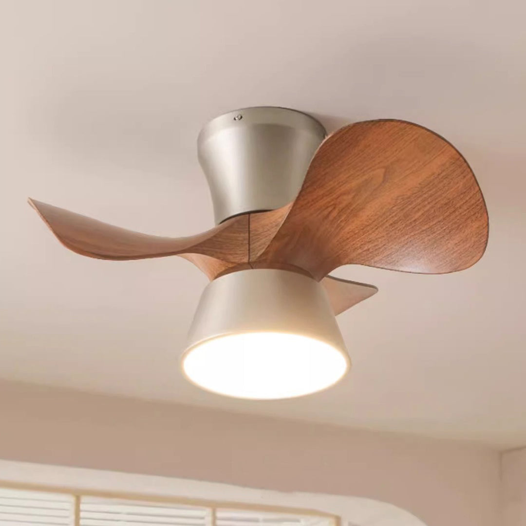 Modern Mid-Century Iron ABS Acrylic Round LED Semi-Flush Mount Ceiling Fan Light For Living Room &amp; Bedroom
