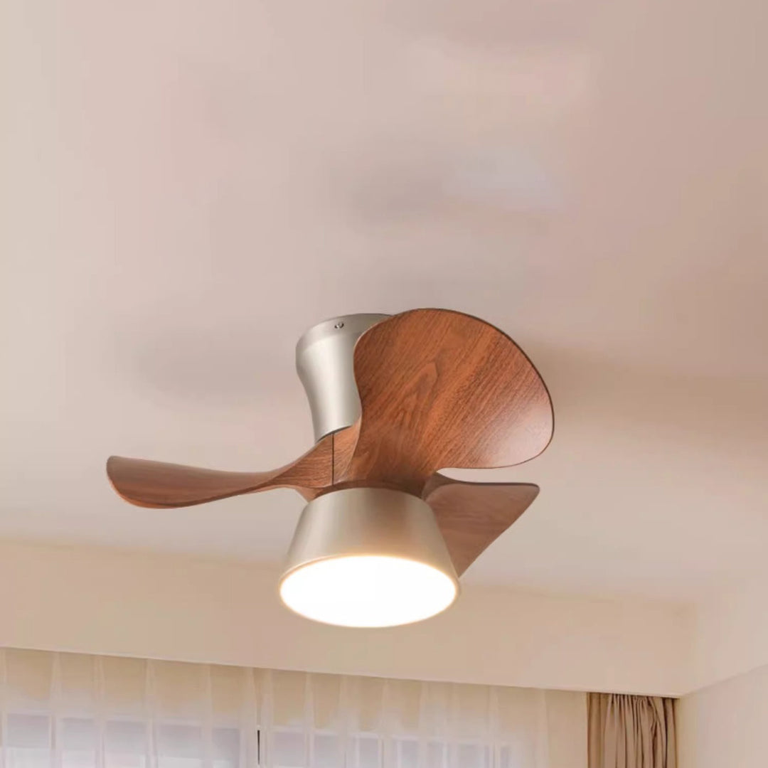 Modern Mid-Century Iron ABS Acrylic Round LED Semi-Flush Mount Ceiling Fan Light For Living Room &amp; Bedroom