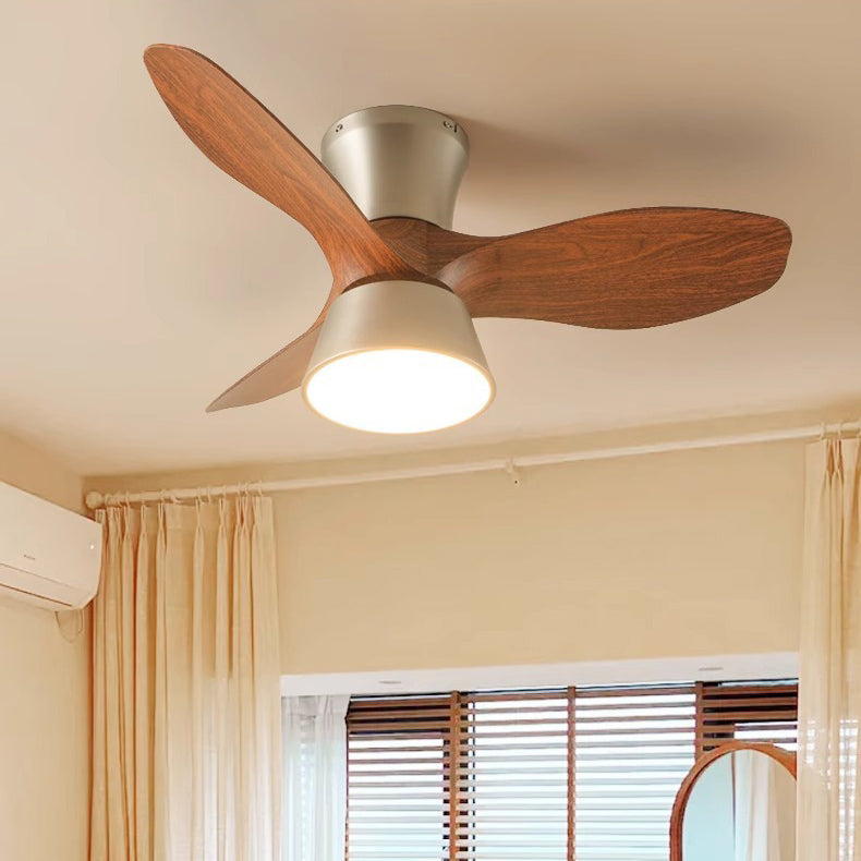 Modern Mid-Century Iron ABS Acrylic Round LED Semi-Flush Mount Ceiling Fan Light For Living Room &amp; Bedroom