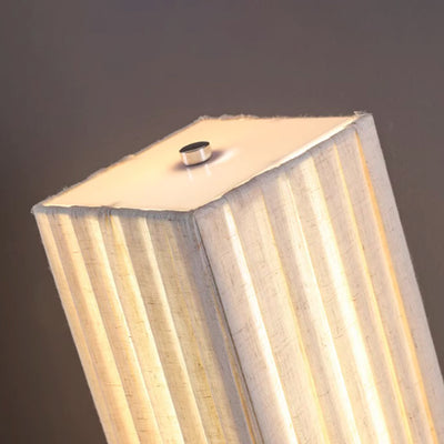 Traditional Japanese Walnut Fabric Square Column 1-Light Table Lamp For Living Room & Bedroom