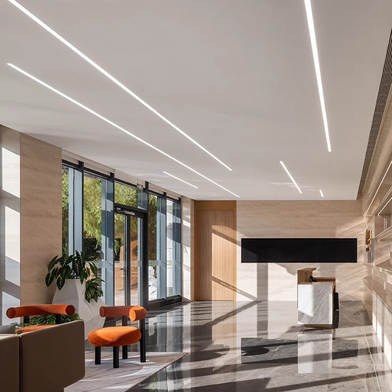 Anti-Glare LED Linear Flush Mount Ceiling Light - Recessed Aluminum Seamless Splicing For Home Office