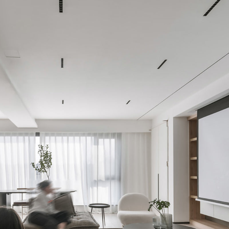 Plafonnier LED intelligent linéaire encastré minimaliste - Confort visuel avec design optique anti-éblouissement pour bureau à domicile 