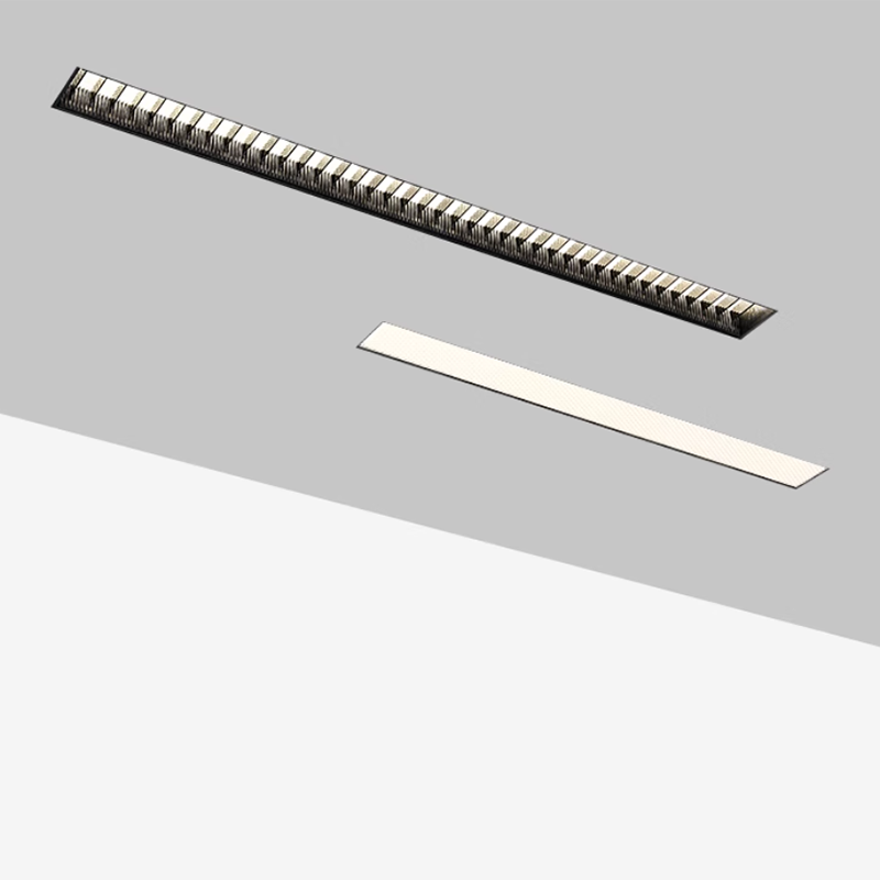 Plafonnier LED intelligent linéaire encastré minimaliste - Confort visuel avec design optique anti-éblouissement pour bureau à domicile 