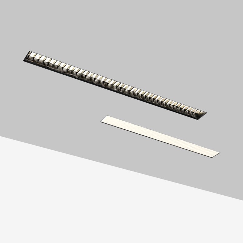 Plafonnier LED intelligent linéaire encastré minimaliste - Confort visuel avec design optique anti-éblouissement pour bureau à domicile 