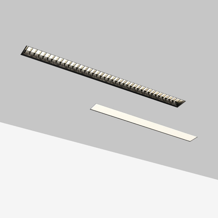 Plafonnier LED intelligent linéaire encastré minimaliste - Confort visuel avec design optique anti-éblouissement pour bureau à domicile 
